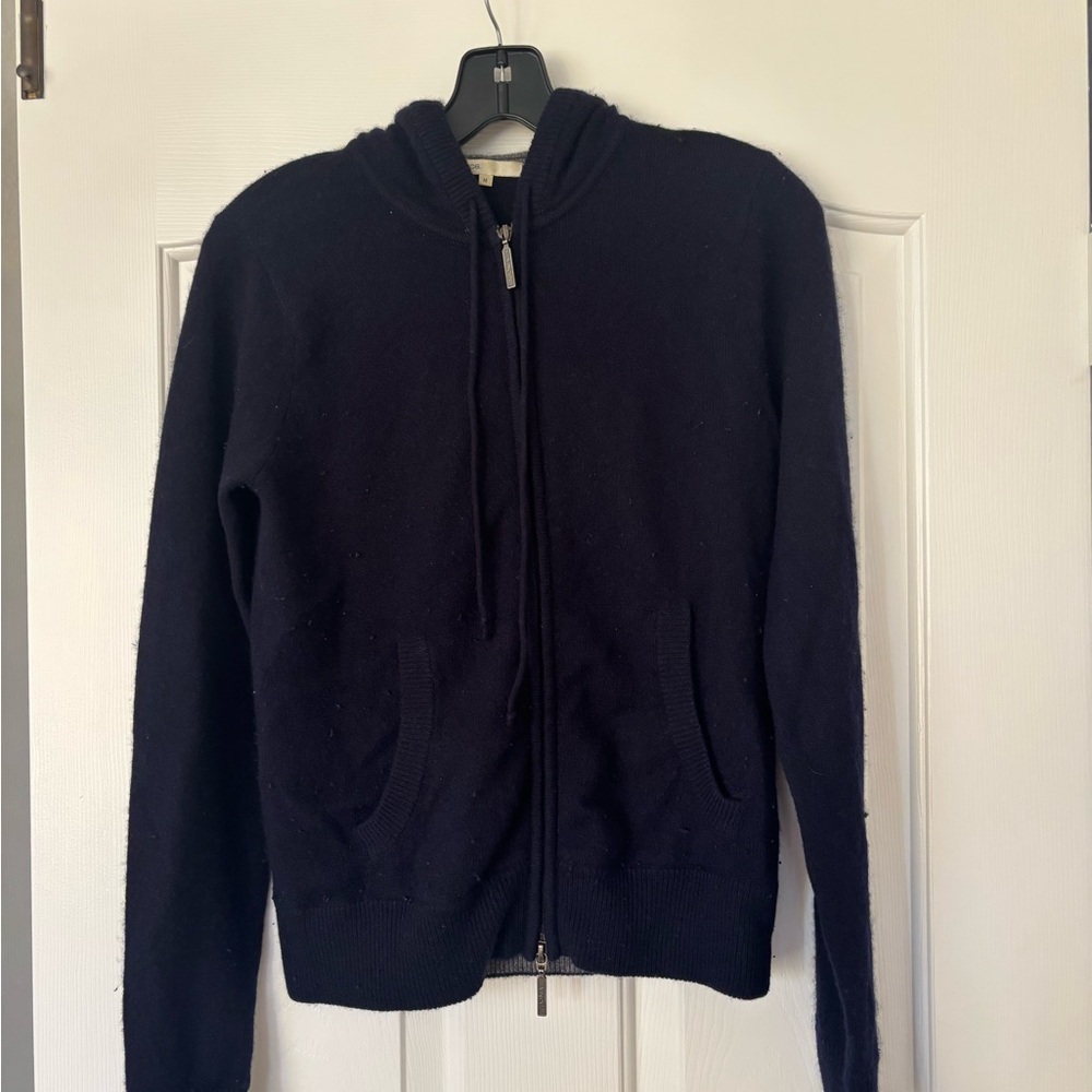 Vince Navy Blue Zip-Up Cashmere Hoodie